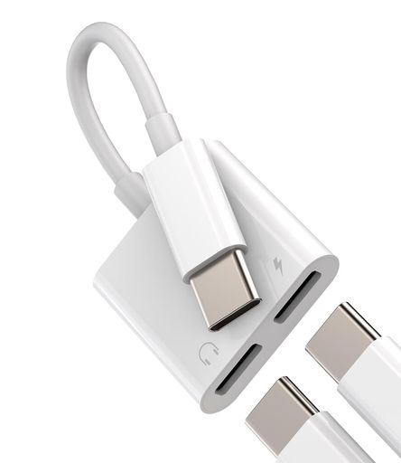 対応iPhone 15 Pro Max Plus 対応iPad Type C から ヘッドフォンアダプター DAC USB C ダブルプラグ スプリッター (2in1) オーディオ 充電ケーブル ダブルイヤホンプラグ AUX 充電ケーブル