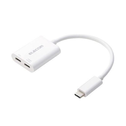 エレコム エレコム usb c 変換アダプタ イヤホン オーディオ変換 給電ポート付き 2in1 100W [充電しながらイヤホンが使える] USB PD対応 4K/60Hz Type-C to Type-C ホワイト ECAD-C2CPD100WH