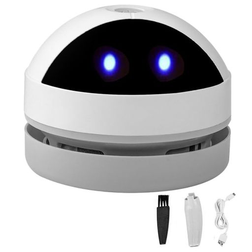 デスク掃除機ミニ卓上クリーナーコードレス&ポータブルダスト&パンくずスイーパーかわいい漫画ロボット..