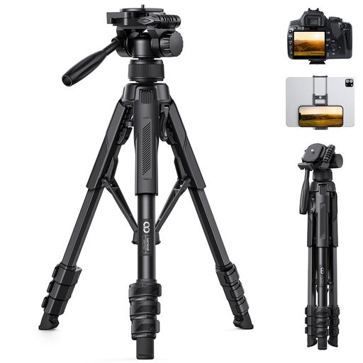 【タブレットホルダー】カメラ 三脚 8KG耐荷重 LAMICALL:360°回転 170CM高さ 雲台 ...