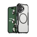 PandaBabyiPhone16ケースMagSafe対応半透明カバー薄型耐衝撃バンパーマット質感レンズ全面保護(ブラック)