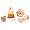 WOODENTEETHER楽器おもちゃ音楽啓蒙4点セットガラガラ木のおもちゃモンテッソーリ音楽おもちゃ木琴カスタネットタンバリンレインボーメーカー幼児用知育玩具...