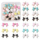 BEADTHOVEN 約28個/箱 水玉 蝶結び 合金ペンダント カラーエナメル ラインストーン付き リボン チャーム 可愛い アクセサリーパーツ ジュエリー用...