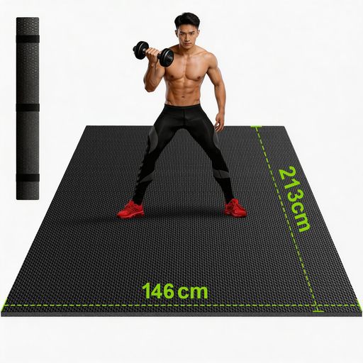Stepwaver 特大ヨガマット213x146cm 厚さ8mm 高密度 滑り止め 超耐久 ホームジム用...