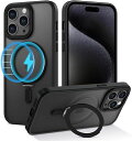 iPhone14Pro用ケースMagSafe対応アイフォン14プロスタンド機能OURJOYスマホケース米軍規格取得耐衝撃カメラレンズ保護あいほん14Pro半透明携帯ケースワイアレス充電ストラップホール付き ブラ…