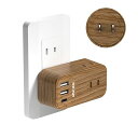 MSCIEN 電源タップ コンセント USB付き タイプC 木目 回転 3個AC差込口 1個USB-Cポート 2個USB-Aポート たこあしコンセント 向き変換 分岐 薄型 コンパクト 雷ガード(2)