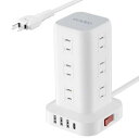 YUNDOO電源タップタワー蛸足コンセントmini型2m延長コード12個ACコンセント180°スイングプラグシャッター付きほこり防止テーブルタップ配線しやすい過負荷保護PSE認証取得(2Pプラグー白)