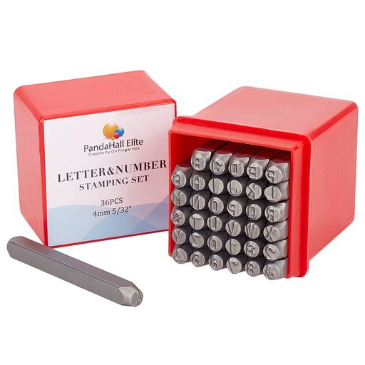 PHPandaHall打刻印刻印セット36個4mmアルファベット数字レザークラフト銅板真鍮板アルミ版指輪アクセサリー軟質の金属への打刻DIY用手芸材料手作り素材...