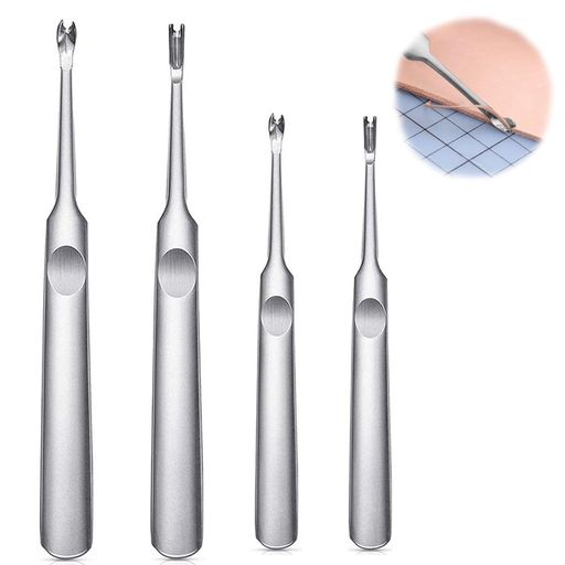 レザークラフトへり落とし溝掘り革道具工具4本セット4種V字U字滑り止ハンドケア防水錆びにへり磨き耐久性使いやすいステンレス製レザートリート両用ツールです甘皮の除去に