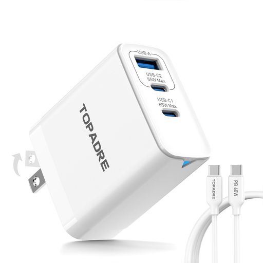 TOPADRE PD Ŵ 65W ֥դ USBŴ ® C 3ݡ USB-C2 USB-A1 PD3.0 ...