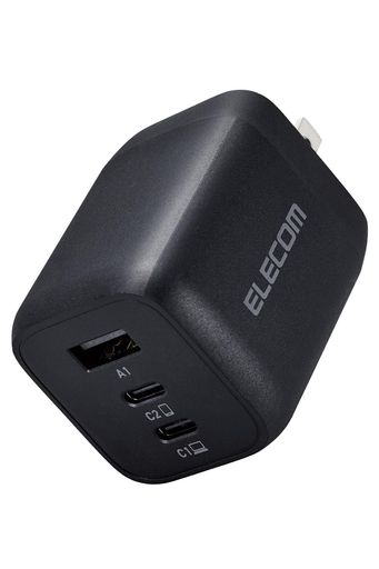 エレコム 充電器 65W USB PD対応 3ポート TYPE-C USB-A 【 IPHONE 16 15 14 IPAD MACBOOK AIR ノートPC】 ブラック EC-AC4465BK