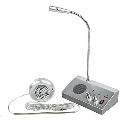 CYSSJF窓口業務用マイクスピーカー|受付窓口マイク|双方向拡声干渉防止非接触工事不要|録音機能出力3ワットケーブル長2m|仕切り越しでも聞き取りやすい|銀行役所介護施設病院薬局駅郵便…