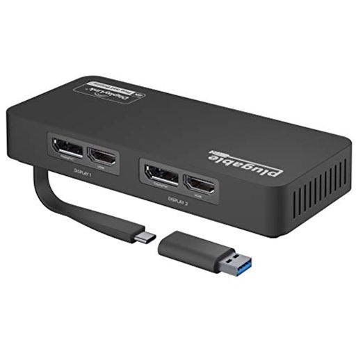 PlugableUSB-C変換グラフィックアダプタ ディスプレイ変換Windows Mac用デュアル4KHDMIおよびDisplayPort USB3.0 USBType-C対応
