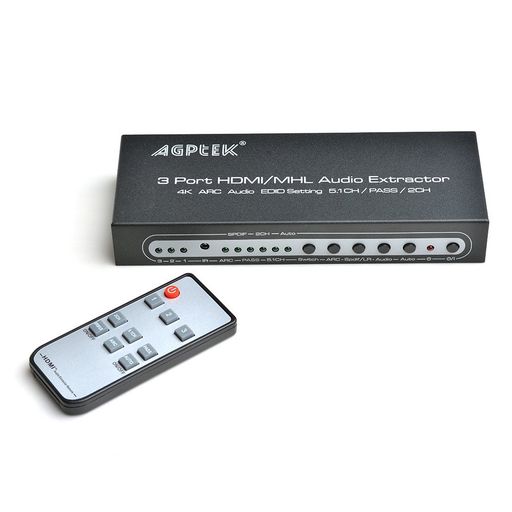 【PSE認証済み】AGPTEK 【HDMI/MHL→5.1CH/PASS/2CH】3ポート-3入力1出力 HDMI分離機 複数の機器を自由に切替 4KX2K*A…