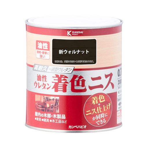 【乾燥・塗重時間】【20°C】乾燥時間:約 2 時間 塗重時間:約 6 時間以上 【冬期】乾燥時間:約 4 時間 塗重時間:約 10 時間以上 【塗り面積(2回塗り)】 100ml:平方メートル:約 0.6 ~ 0.8 m2 タタミの広さ:約 0.4 枚分 300ml:平方メートル:約 1.8 ~ 2.4 m2 タタミの広さ:約 1.3 枚分 0.7L:平方メートル:約 4.2 ~ 5.6 m2 タタミの広さ:約 3 枚分 1.6L:平方メートル:約 10 ~ 12 m2 タタミの広さ:約 7 枚分 スプレー300ml:平方メートル:約 0.5 ~ 0.7 m2 タタミの広さ:約 0.4 枚分 【特長】 ■[木目を活かした仕上げ]木目を生かした着色とニス仕上げが同時にできます。 ■[下塗と仕上げが一度にできる! ]高耐久一液型ウレタン樹脂が、摩耗・衝撃に強く、耐久性に優れた塗膜を形成。木部を長期間保護します。 ■[スプレーについては]スプレータイプなので刷毛跡がつかず、滑らかに仕上がります。