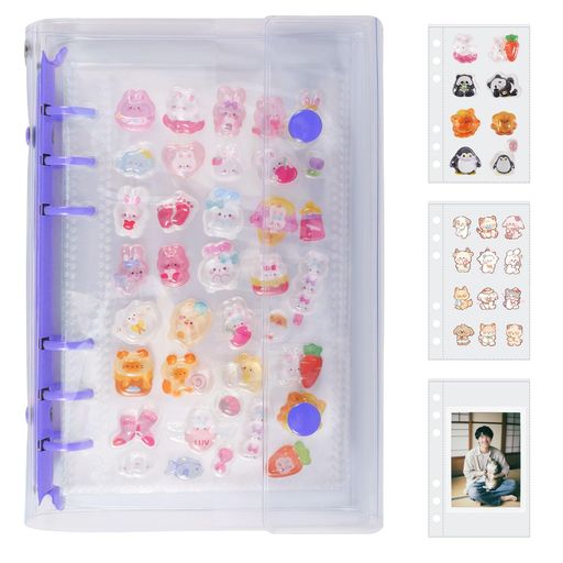 Rakuten - シール帳 A6 女の子 厚手PPリフィル20枚付き バインダー 透明 はがせる 手帳 推し活グッズ 小物整理