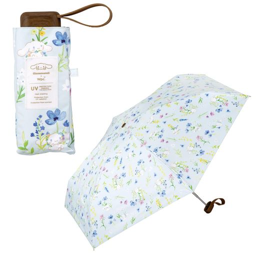 【2025】Wpc.日傘サンリオキャラクターズxWpc.遮光水彩フラワーミニサックス(シナモロール)はるかに小さい遮光率100%/UVカット率100%/・UPF50+/遮熱/晴雨兼用はるかに大きい折りたたみ傘通勤通…
