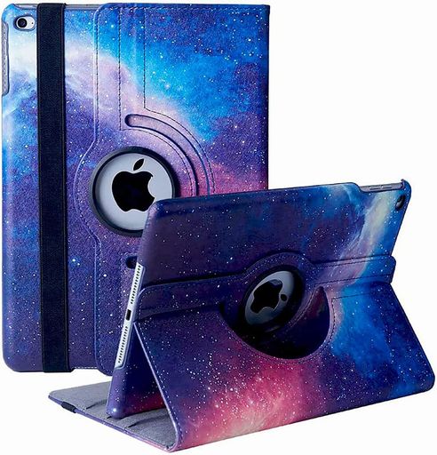 iPad ケース 9.7インチ 2018/2017 (第5世代 第6世代)iPad Air Air 2 カバー 360度回転式 手帳型タブレットケース オートスリープ機能 3段階調節可能 固定バンド 脱落防止 耐衝撃 耐久性 (星空)の商品画像