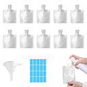 JnTechトラベルボトル10個入り詰め替えボトル30ML/50ML/100ML詰め替え容器シャンプーボトル旅行用液体個包装トラベルボトルパウチ容器詰め替えボトル袋入り小分けボトル旅行用小分け透明省…