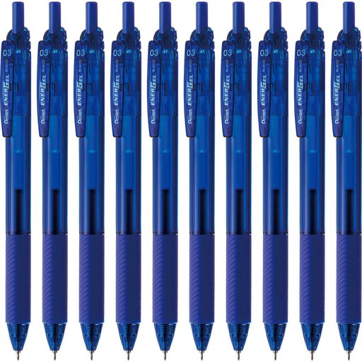 【特長】スッとかけてサッと乾くゲルインキボールペン 【インキ色】青 【ボール径】0.3mm 【材質】軸・クリップ・ノック=再生PP、グリップ=エラストマー 【1本あたりサイズ/重さ】幅 16mm x奥行 11mm x 長さ 147mm/12g