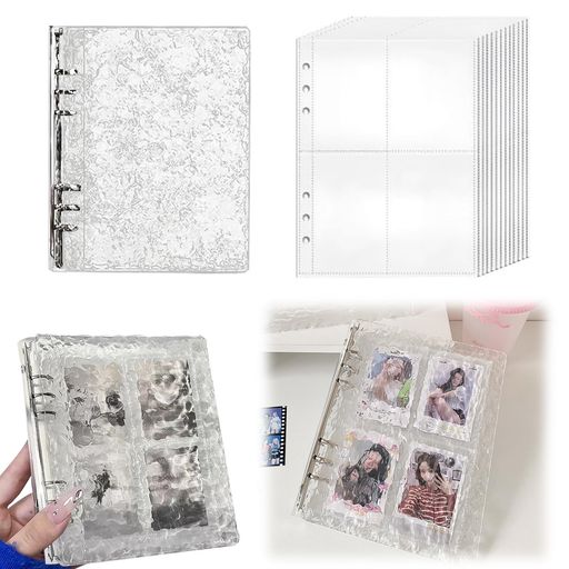 【A5 6穴 透明 女性用ステッカーバインダー】:A5サイズに6穴バインダーデザインを採用。アクリル素材による上品なクリスタル調のカバー、両面に波模様をあしらった収納スペースを備えています。専用インサート10枚付属で、最大80枚のステッカーを収納可能。持ち運びに便利で紛失防止にも役立ち、手帳作りとステッカー収納の両方を兼ね備え、見た目と実用性を両立させています。 【A5 6穴リングデザイン、柔軟で実用的】:標準A5サイズ、6穴リング構造で、内ページは自由に取り外し・追加が可能。専用内ページ10枚付属で、ステッカー80枚を収納でき、大量のステッカーコレクションニーズを満たします。手帳作りやステッカーの分類収納に柔軟に対応します。 【アクリル製クリスタルケース、上品で耐久性抜群】:アクリル素材を採用したクリスタルケースは、上品で精巧なデザイン。透明な質感で中のステッカーが一目瞭然。同時に堅牢で耐摩耗性・耐傷性に優れ、中身のステッカーをしっかりと保護し、全体の質感を高めます。 【波型両面収納、十分な容量】:内ページは波型の両面収納デザインを採用し、スペースを最大限に活用。