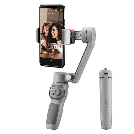  ZHIYUN スマホ用ジンバル SMOOTH Q3 COMBO 3軸スタビライザー キャリングケースセット 内蔵LEDライト スライド折りたたみ方式 軽量340g グレー 086552