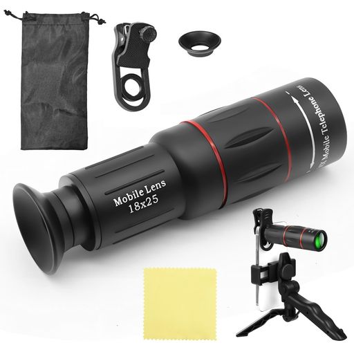 CANNER18x25単眼鏡高倍率小型片手操作品質な視界写真撮る単眼望遠鏡高級Bak4プリズム高透過率防水広角レンズ伸縮式三脚、携帯電話ホルダー、キャリングポーチ、野球観戦、バードウォッチ…