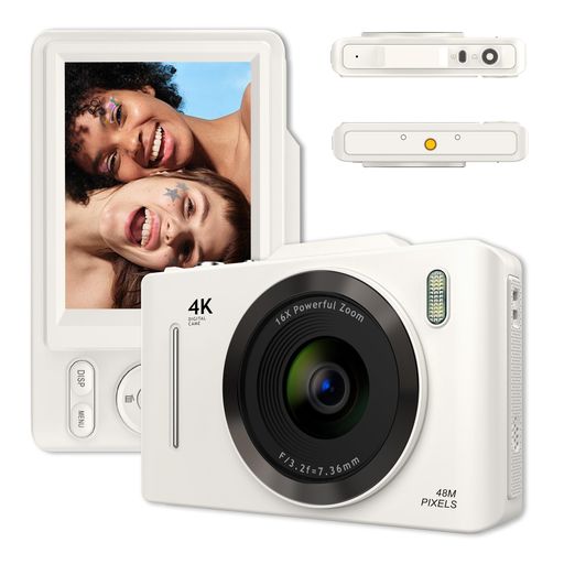 デジタルカメラ 4K対応小型 30FPS、HD 1080Pビデオ撮影可能、3インチ画面、充電式...