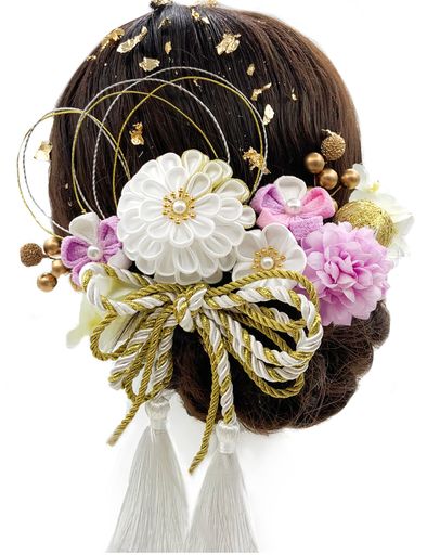 [JZOON] 髪飾り つまみ細工 髪飾り 7色 ドライフラワー 造花飾り 水引 ヘアーアクセサリー かすみ草 人気 和服 着物 振袖 袴 花 浴衣 成人式 七五三 結納 卒業式 入学式 結婚式 発表会 和玉 手…