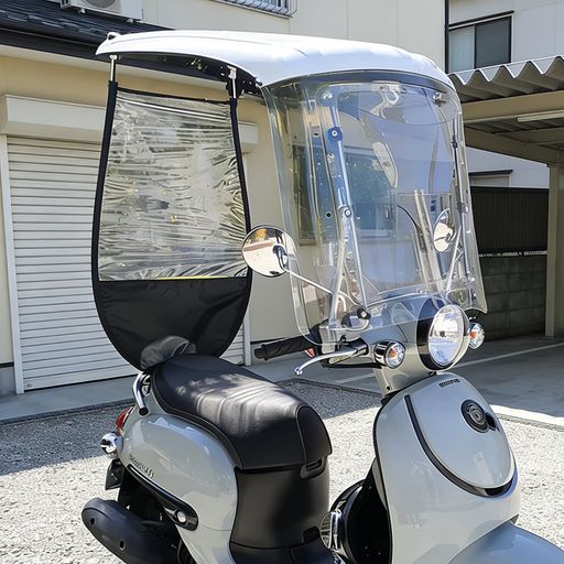 xinxin-home雨除けバイクレインカバー日よけ透明寒さ対策風防雨が染み込む対策ウインドスクリーンオートバイスクーター自転車サンシェードカバーホワイト/長い