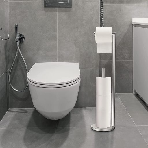 Rakuten - YUET 自立式トイレットロールホルダー 自立式折りたたみ式ペーパーホルダー トイレットペーパースタンド収納 ステンレススチールバスルーム 自立式ディスペンサー 収納付きペーパーロ…
