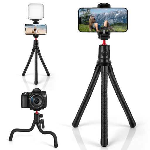 Zeadio フレキシブルカメラ三脚 360°ボールヘッド&コールドシューマウント搭載 ポータブルVlog旅行用セルフィースティックハンドルグリップ(スポーツカメラ/デジタル一眼レフ対応)