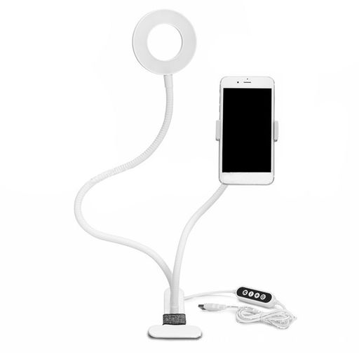 ARTIBETTERランプ付き電話ホルダーライト付きスマホホルダー化粧電話ホルダーリングライト電話ホルダー生放送ウェブ会議照明ビデオライト白い