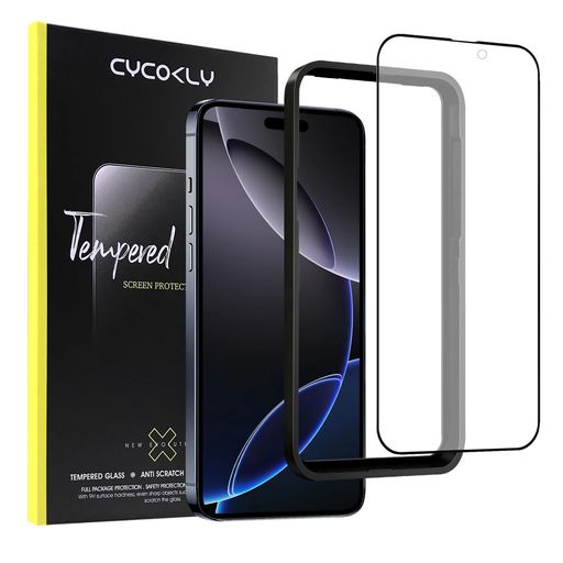CYCOKLYiPhone16Pro用ガラスフィルムアンチグレア(6.3インチ)ゲーム保護フィルム2.5D日本製素材旭硝子製反射防止指紋防止気泡無しガイド枠付きアイフォン16プロ強化ガラス