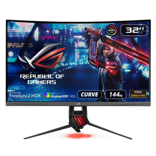 ASUS 31.5インチ PS5対応 湾曲ゲーミングモニター XG32VQR WQHD 広視野角178° 144HZ HDR400 FREESYNC 2 HDR DCI-P3 HDMI×2ポート高さ調整 3年保証