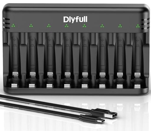 Dlyfull電池充電器単4単3充電池充電器、USBType-C入力8スロット単三単4充電器/充電式ニッケル水素電池充電器/ニカド充電池に対応同時充電LEDライト単3バッテリー充電器エネループ充電器単3充… Dlyfull電池充電器単4単3充電池充電器、USBType-C入力8スロット単三単4充電器/充電式ニッケル水素電池充電器/ニカド充電池に対応同時充電LEDライト単3バッテリー充電器エネループ充電器単3充…