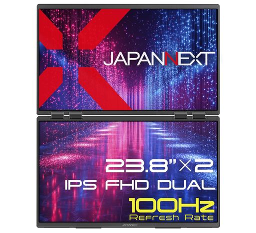 JAPANNEXT 23.8インチ IPSパネルx2搭載 フルHD(1920x1080)解像度 大型デュアルモバイルモニター JN-DMD-IPS238F-C4 miniHDMI USB Type-C 3画面拡張 接続表示(実質32インチ)