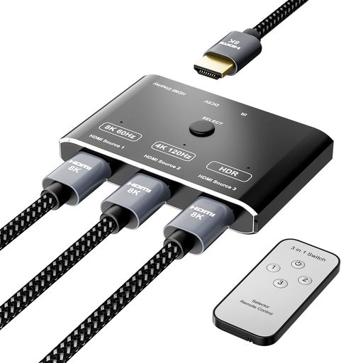 【HDMI3IN1 OUT ULTRA HD 8K方向性スイッチ】:このHDMI 8Kスイッチは、3 * HDMI2.1ソースポートと1つのHDMI2.1ディスプレイポートを備えており、3つのPS5、XBOX X、PC、またはその他のHDMIデバイスから接続できますHDMIモニターの1つに、3つのHDMIデバイス間で切り替えることができます。*** 3つのHDMI入力(ソース)デバイスからHDMIモニターにのみ、1つのHDMIソースデバイスから3つのHDMIモニターに出力することはできません 【HDMI2.14K@ 120HZ HDRスイッチ3IN1】:このHDMI 3IN1スイッチは、EARC、HDR、48GBPS、ドルビーオーディオなどのほとんどのHDMI2.1機能をサポートしています。8K@ 60HZ 4K @ 120HZ 1080P@240HZのビデオと画像をサポートして出力します。 HDMI2.1でサポートされているモニター。モニターに4K@120HZ HDRビデオを入れたい場合は、ソース、ディスプレイ、ケーブルがすべて4K@120HZをサポートしていることを確認してください。