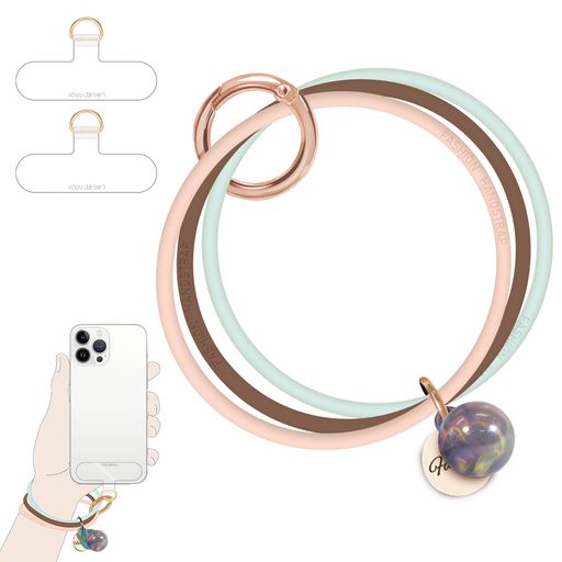 [UKON]スマホストラップ携帯ストラップ手首おしゃれな携帯ストラップシンプル落下防止着脱簡単全機種対応三色組み合わせパッチ2枚付き(コーヒー色)