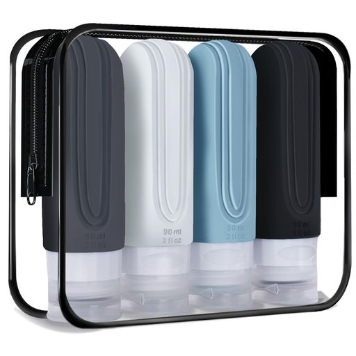 【客室乗務員推薦】90ml4本セットトラベルボトルトラベルセット特殊な三重フタ構造で液漏れ防止一目で..