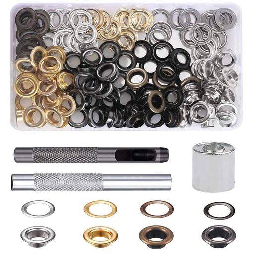 Bestgleレザークラフト100組両面ハトメ玉真鍮10mm両面ハトメキット4色DIYハトメセットはと目ハトメ工具手作り修理用両面ハトメセット打ち具セット収納ケース付き