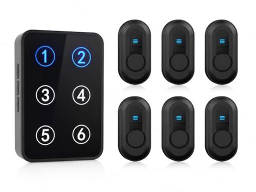 DAYTECH ナースコール 家庭用 LED番号表示 ワイヤレス呼び出しベル 送信機6台・受信機1台 32曲・5段階音量 家庭・介護施設用