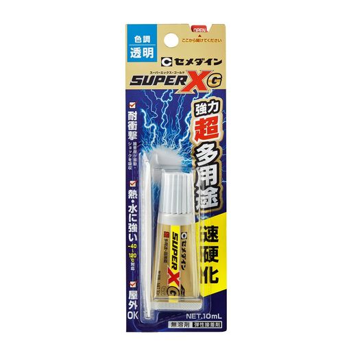 金属,硬質プラスチック,軟質塩化ビニル,コンクリート,タイル,陶磁器,石材,合成ゴム,皮革,布,木材 容量:10mL/ブリスター 色:クリア 仕様:無溶剤 入数:10個セット 耐熱温度(°C):-60~+120、主成分:変成シリコーン樹脂系