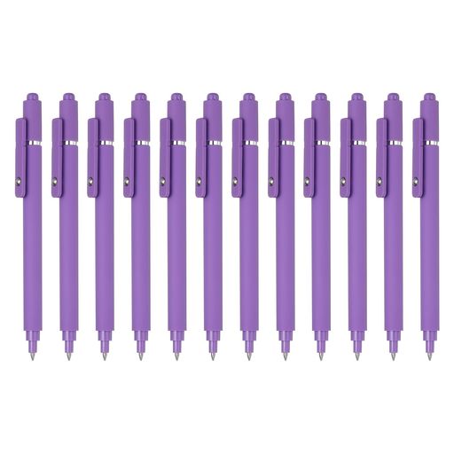PATIKIL 12本入り 伸縮式ゲルペン 0.5mm 黒インク 極細 滑らかな書き心地 かわいいデザイン 速乾性 事務所 家庭 ジャーナリング ノート取り 文房具 パープル