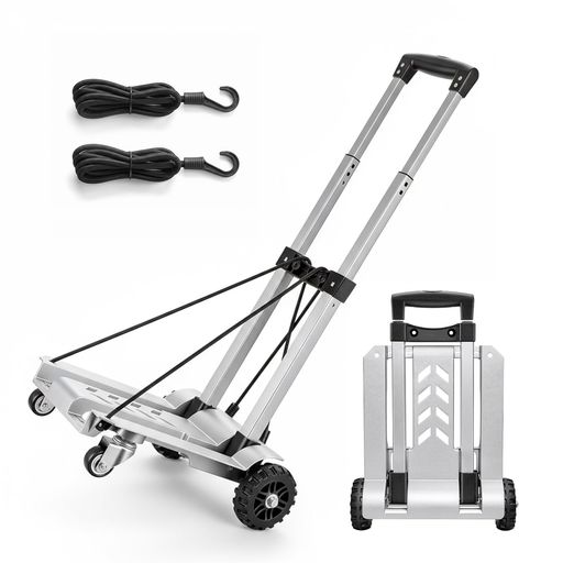 GREENWILD キャリーカート 折り畳み アルミ合金製 荷物カート 4輪 台車 バンジーコード付き 100kg耐荷重 キャンプ アウトドア 荷物運び キャリー