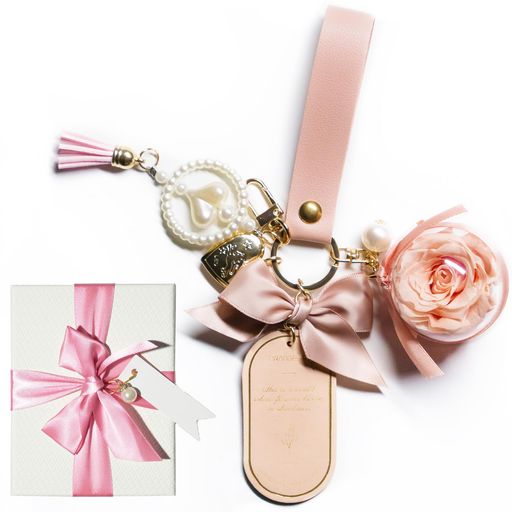 [ORANGESCE]プリザーブドフラワーキーホルダー枯れない花女性女友達彼女母かわいい贈り物バレンタイン記念日誕生日人気結婚祝い引越し祝い母の日プレゼントクリスマス入学卒業ギフト(ピ…