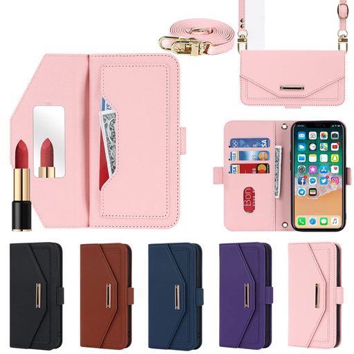 樂天商城 - EastwaveアイフォンX/XSケース縄掛けカバーforiPhoneX手帳型foriPhoneXS手帳foriPhoneXforiPhoneXScaseチェック柄鏡ミラー付き長ストラップ付き肩掛け革レザー
