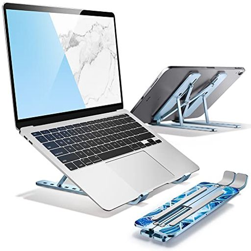 i-Blasonノートパソコンスタンドブレットスタンド折りたたみ式放熱性コンパクト高さ調整角度調整姿勢改善/腰痛/猫背解消滑り止めアルミ7~17.3インチに対応最大耐荷重20kgおしゃれ(海ブルー)