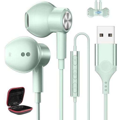 MACLE イヤホン USB マイク付き PC パソコン用 イヤホン 有線 ヘッドセット 磁気設計 通話対応 HIFI音質 音量調整 2.3M長