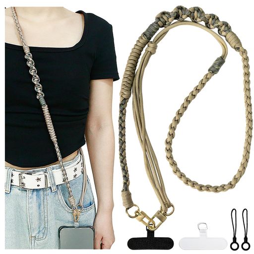 [Oumino]スマホストラップショルダー携帯ストラップスマホiPhone対応ショルダーストラップバッグポーチ肩掛け極太調節可能約110~140cm編み込みカメラネックストラップ首掛けアウトドアおし…